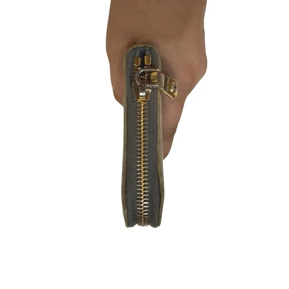 Miu Miu Crocodile Wallet Womens Embossed Leather Zip Around Gray Gold Luxury - Picture 8 of 9